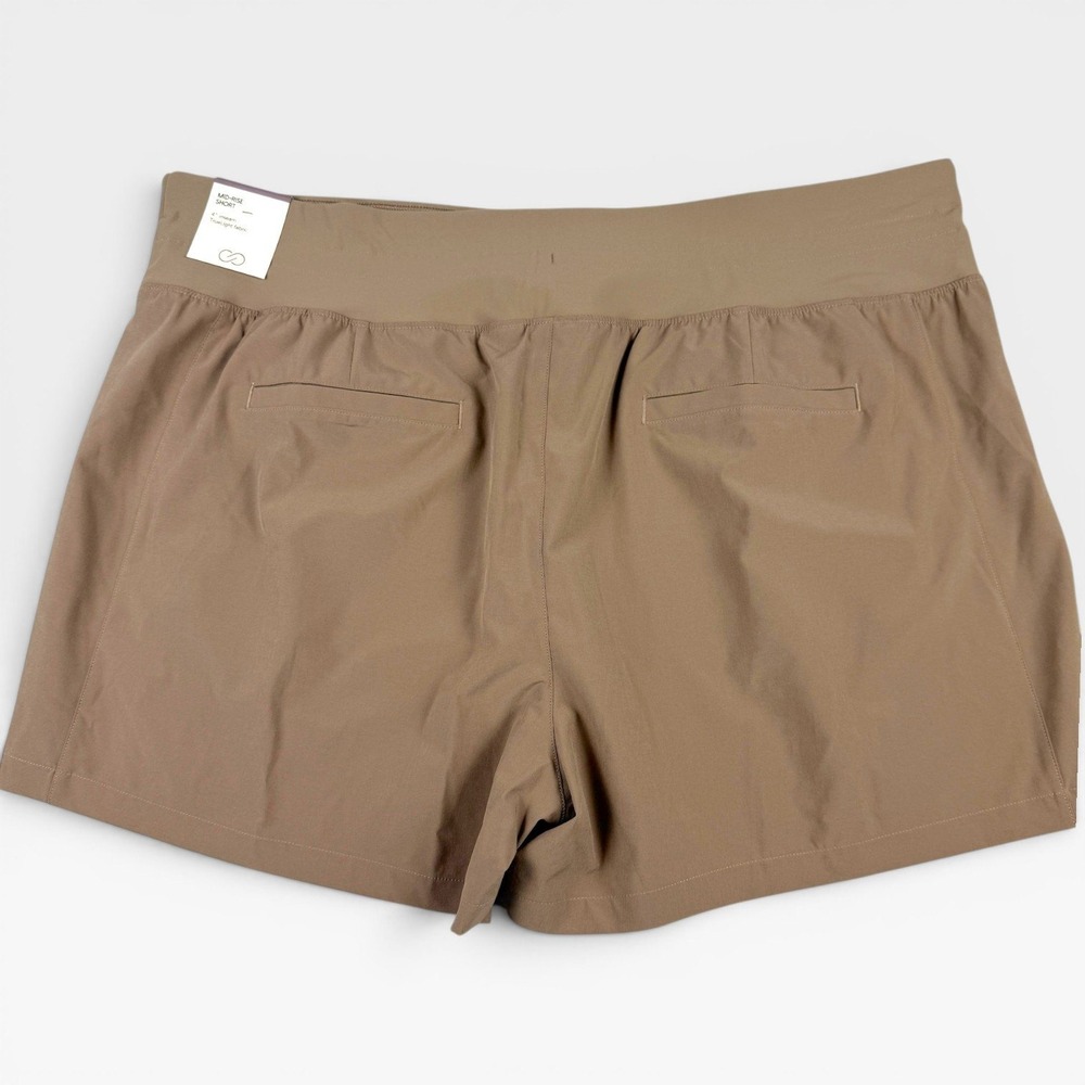 CALIA Effortless TrueLight 4" Shorts Womens XXL Sueded Brown Activewear - Picture 3 of 11